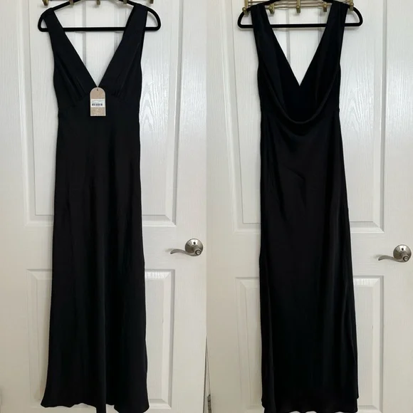MESHKI Maxi Satin Dress With Back Cowl - Picture 2 of 3